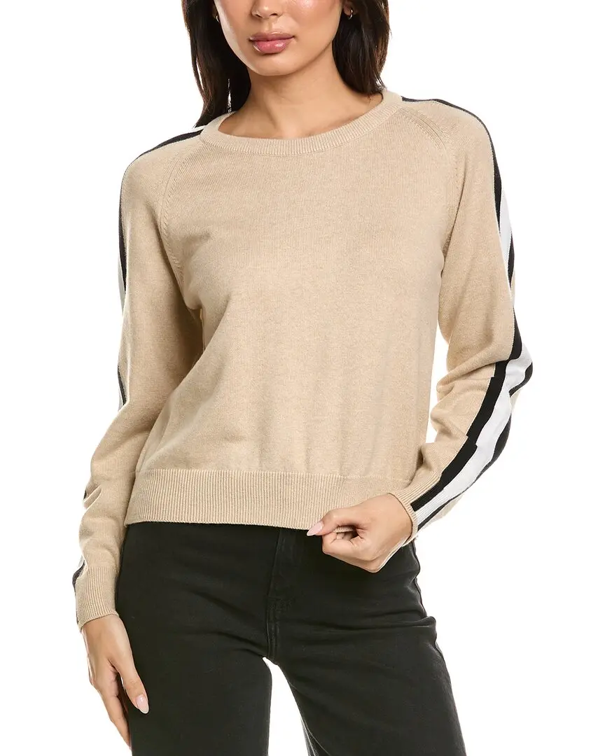 Brodie Cashmere Varsity Crewneck Cashmere-Blend Sweater