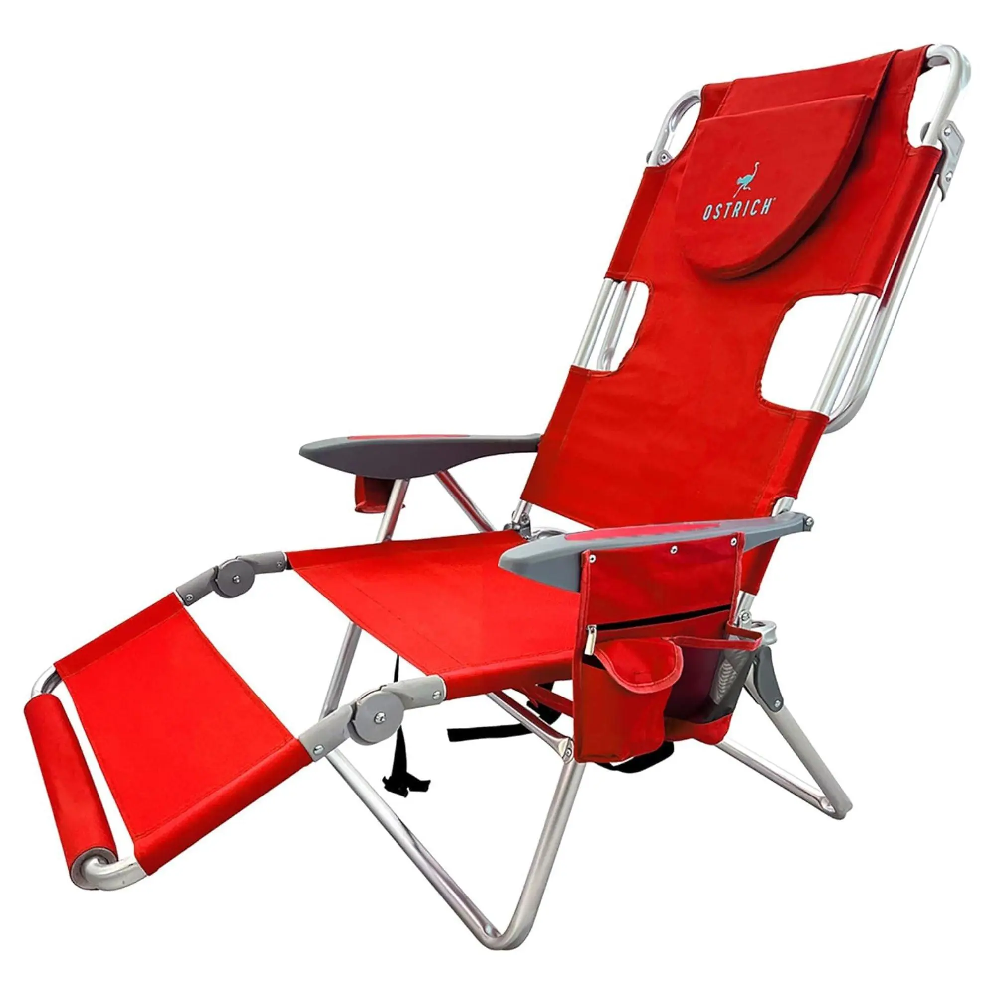 Ostrich The Backpack 3N1 Portable Chair Cooler Bag & Reclining Lounger, Red