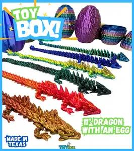 USA MADE - MYSTERY Dragon + EGG Combo!  Top Rated Gift for Everyone! Sensory Articulating Fidget Toy for Stress and Anxiety!  Random Color Shipped Mystery Bag. Rainbow and Silk Colored Filaments!  Made in TEXAS