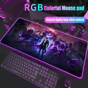 Solo Leveling Mouse Pad Glowing RGB Mouse Pad Design XXL Large Gaming 1000×500mm 900×400mm 800×400mm 600x300mm Mouse Pad - Extended, Thick, Non-Slip Rubber Base Desk Mat with Precision Stitched Edges - Washable Large Desk Pad