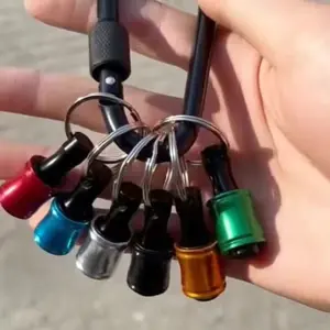 Set of 6 Adjustable Metal Keychain Drill Bit Holders, 1/4 Inch Screwdriver Bits, Portable Hex Shank Socket Bar, Interchangeable Design