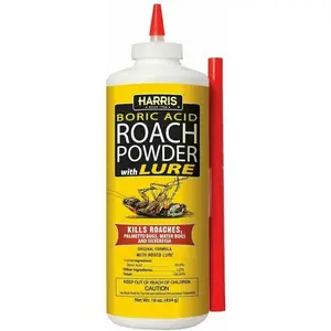 16oz Harris ROACH POWDER with Lure - Kills Roaches,Palmetto Bugs,Silverfish,etc
