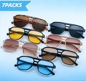 Circleletspark 7 Pack Fashion Sunglasses for Women & Men Trendy Retro UV Protection Shades with 7 Color Options Lightweight PC Frame & Lenses Stylish Eyewear Set for Daily Wear Parties & Outdoor Activities