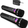 summerwins Wireless Dual Audio Microphones - Rechargeable 1200mAh, 3.5mm Jack, 1-to-1 Chip Connection, LED Lights, 40H Battery, 200FT Range, Low Latency, 1*Receiver, 1*USB-C Cable, 1*User Manual, for Karaoke Singing & Weddings