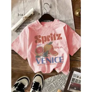 Women's Casual Short Sleeve Crew Neck T-Shirt, Spritz Italia Venice Shirt, Fruit Illustration Shirt, Trendy Graphic Tee, Women Clothing, Everyday Apparel, Unisex T-Shirt, Gift for Women Womenswear Streetwear