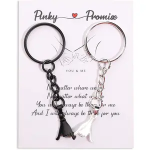 2Pcs Pinky Promise Keychains for Couples, BFF Friendship Gifts for Her Him Girlfriend Boyfriend Best Friends, Valentine's Day Present for Women Men