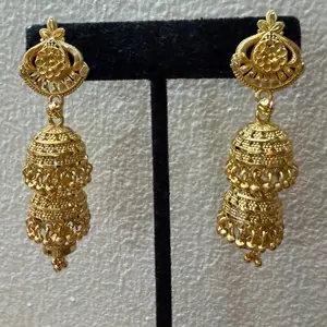 Gold Plated Jhumka Earrings. Indian Jewelry for Women. Elegant and Stylish