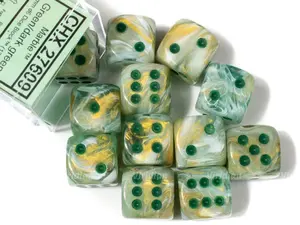Marble Green & Dark Green D6s (12) | D6 Block | Chessex Dice (12)