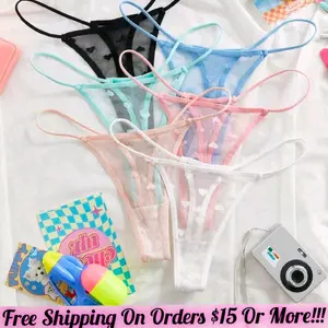 Women's 1Pc Romantic Lace Heart Cute Thong Panties in Assorted Colors for Everyday Wear Womenswear Breathable Sexy Lingerie