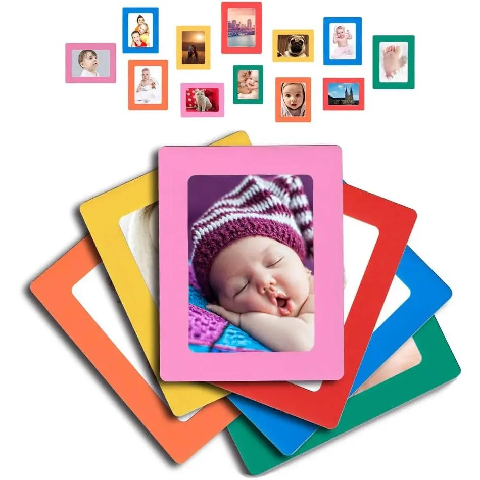 12-Piece Magnetic Refrigerator Picture Frames - Home Supplies, Colorful-2x3/3x5/4x6 In, Black Options, Photo-Note-Schedule Holder, Home Decor Gift for Family, Colorful-2 X 3, 4X6 Inch