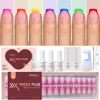 224Pcs 7 Neon Colors Short Square Press On Kit