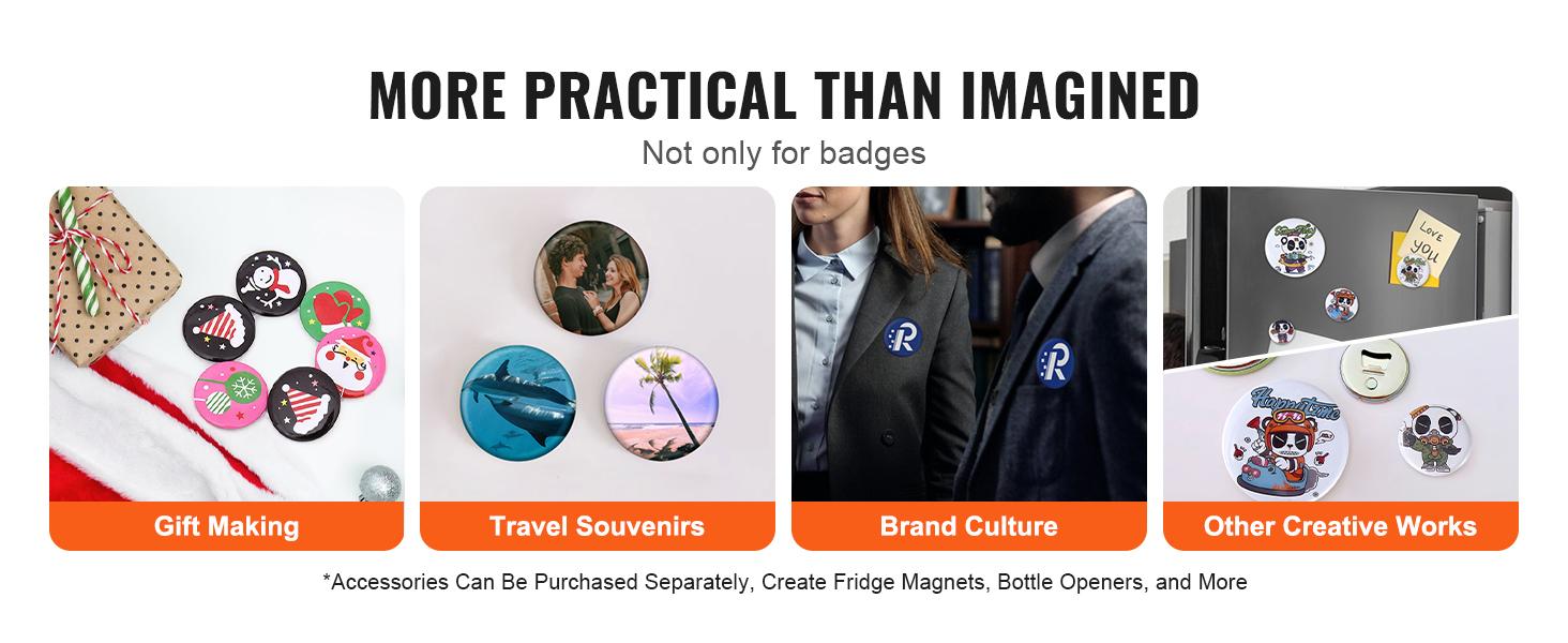 SucceBuy 3-IN-1 Button Maker Button Maker Machine with Panda Magic Book  Ergonomic Arc Handle Punch Press Kit