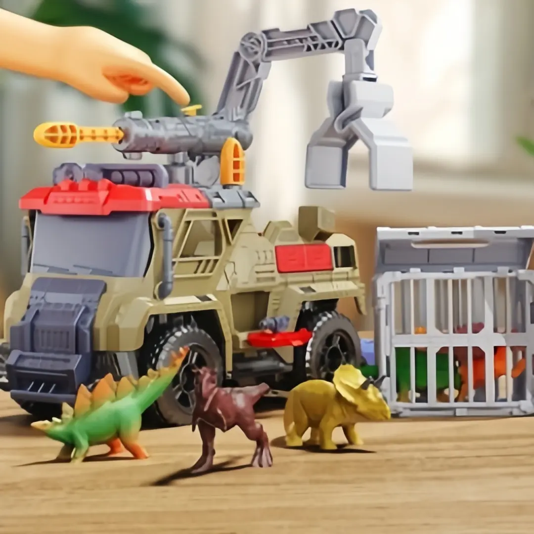 Large Dinosaur Construction Vehicle Toy with Loading Crane, Lights, Sounds, Realistic Interaction - Gift Idea for Ages 3-8 Boys, Christmas-Birthday Model Toy Vehicles