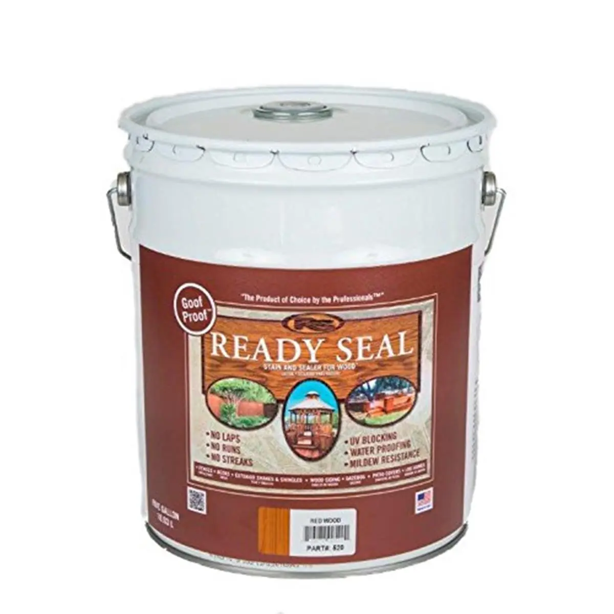 Ready Seal 520 Wood Stain and Sealer, 5 gal Semi-Transparent Oil-Based Outdoor Formula, Redwood Finish for Decks & Fences, No Streaks or Laps, Covers 625 sq. ft., No Laps