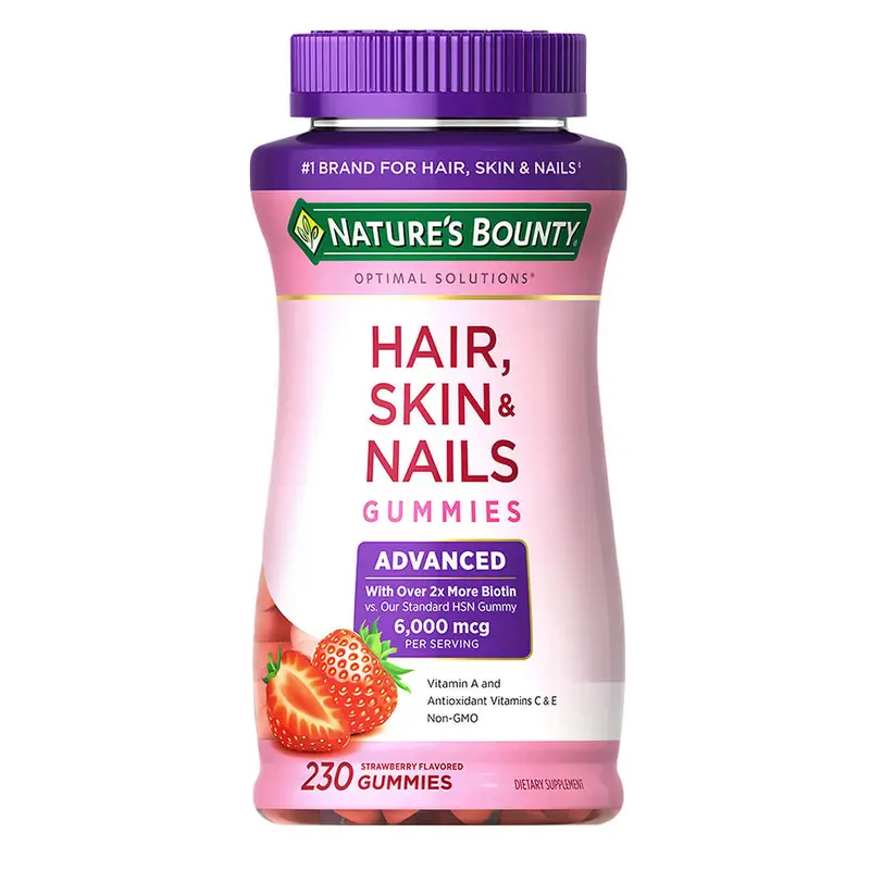 Nature's. Bounty Support Hair, Skin and Nails Advanced 2X More Biotin 6000mcg per Serving, 230 Gummies Healthcare Beauty Supplement Dietary Edible