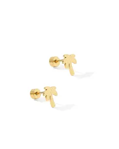 Screwback Stud Earrings - Palm Tree Gold