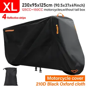 Universal Motorcycle Cover, Outdoor Dustproof, Sunscreen, Waterproof Cover, 210D Thick Oxford Cloth, 230x95x125CM,With Reflective Strip