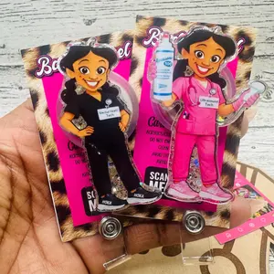 Medical Girlies Sparkly Glitter Retractable Badge Reel Cute Funny Nurse ID Holder For Healthcare Professionals Nursing Student Work Accessory