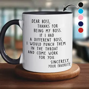 Gifted Boom - Dear Boss Funny Coffee Mug, 11oz/15oz Reuseable Washable Ceramic Mug, Idea For Best Friends, Sisters, Coworkers, Work Besties, Sarcastic Mug
