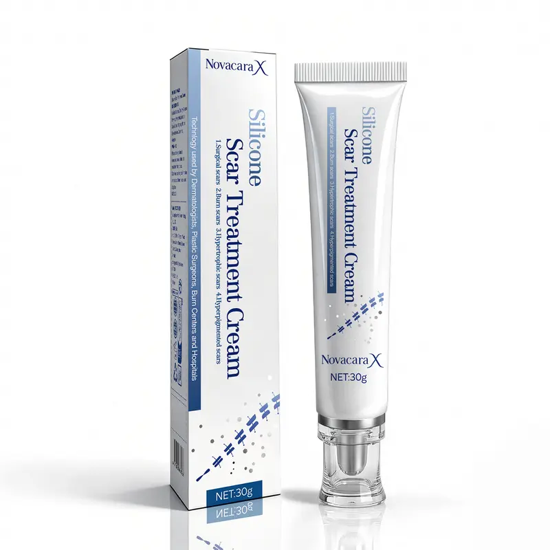 NovacaraX Medical Grade Silicone Scar Treatment Cream - Advanced Fade for Keloids C-Section Surgical Burns & Acne Marks - Safe for Adults Kids & Pregnant Women - FDA-Recommended Formula