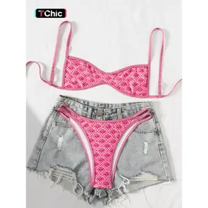 Two-Piece Set Women's Floral Print Bikini Set, Casual Fashion Chic Swimsuit Set for Beach Holiday Vacation, Ladies Summer Clothes
