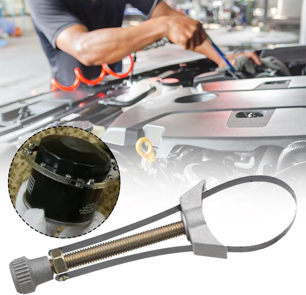 Adjustable Diameter Steel Strap Wrench for Car Oil Filter, Anti-Rust Coating, Solid Structure, Non-Slip Labor-Safe Grip, Universal Size for DIY Oil Change, Automotive Repair Maintenance on Most Sedans-SUVs