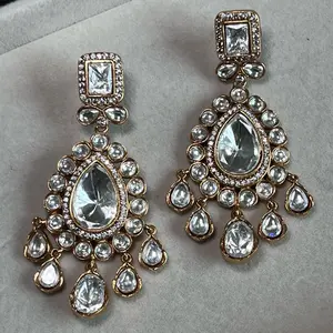 Rohini moissanite drop earrings on anti tarnish hardware