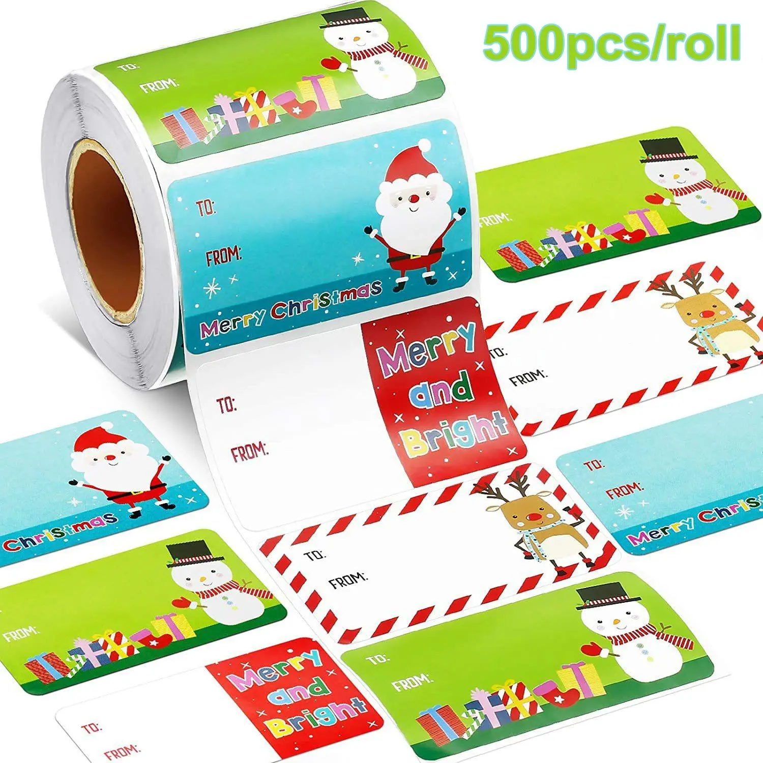 Cartoon Pattern Stickers, 500pcs/roll Gift Name Tag Sticker, Holiday Gift Decor Label Sticker, Home Decor Collection, School Supplies, Valentine's Day Gift, Sticky Labels, Sticker Rolls
