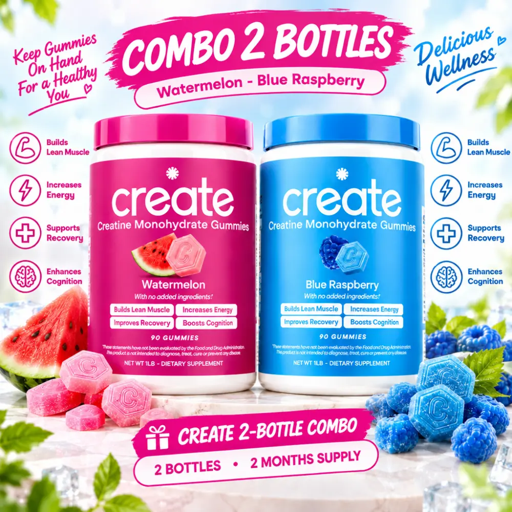 Healthcare Dietary Creatine Monohydrate Gummies, Watermelon Flavor, 90-Count, for Men & Women, Post-Workout Muscle Strength, Energy & Recovery Support