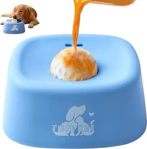 PESHOGAK Slow Feeder Dog Bowls, Lick Sphere Puzzle Feeder for Liquid Treats, Non-Spill Puppy Lick Bowl for Bone Broth & Yogurt, Interactive Slow Eating Toy for Anxiety Relief, Boredom and Post-Op Care