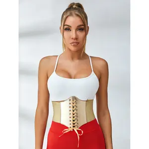 Lace-up Glossy Buttons Shapewear