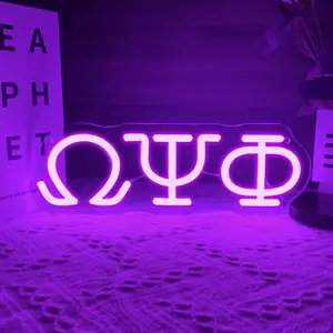 Purple omega element wall-mounted neon sign,luminous wall art, Led Neon Sign, Neon Lights, USB powered, suitable for bedrooms, clubs, man caves, parties,  atmosphere decoration neon sign, and gifts
