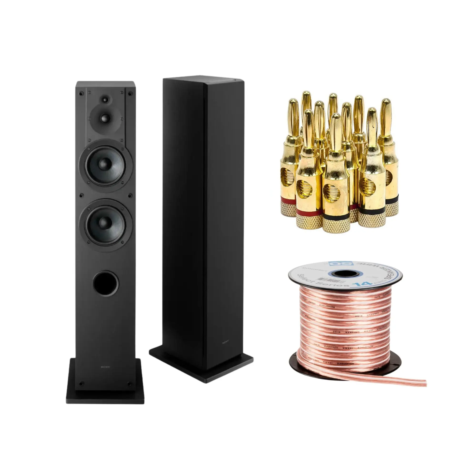 SS-CS3M2 3-Way Floorstanding Single Speaker System (Black) Bundle for Sony