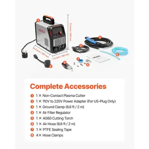 VEVOR Plasma Cutter, 50A Non-Touch Pilot Arc Plasma Cutting Machine, 110V/220V Dual Voltage Digital Display IGBT Inverter - with 2T/4T Function Adjustable PA/PT Time for Home Repairs, Workshops