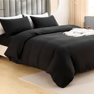 Solid Color Duvet Cover Set,  3 Counts/set Including 1 Count Duvet Cover & 2 Counts Pillowcase without Filler, Soft Bedding Set for Home Bedroom