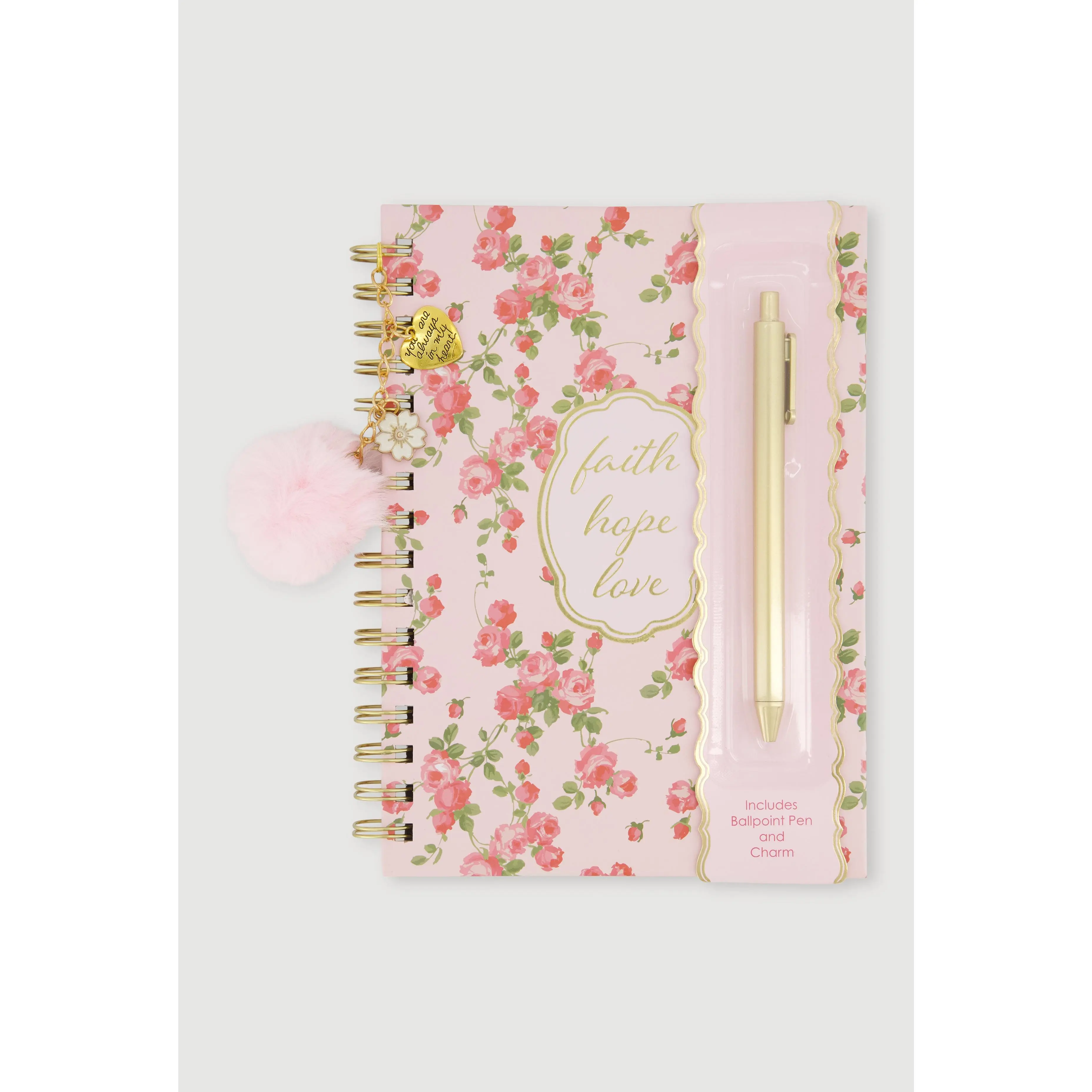 Faith Hope Love Journal with Ballpoint Pen and Charm