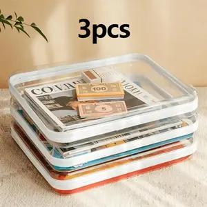 3 Pack Clear Hard Shell Zipper Case, Waterproof Makeup Organizer, Travel Toiletry Bag, Diaper Bag Pouch, Office Home Storage