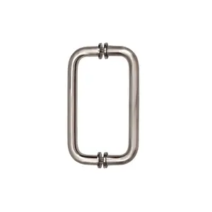 NCYINOX 8" Back to Back Tubular Stainless Steel Shower Glass Door Handle with Metal Washers