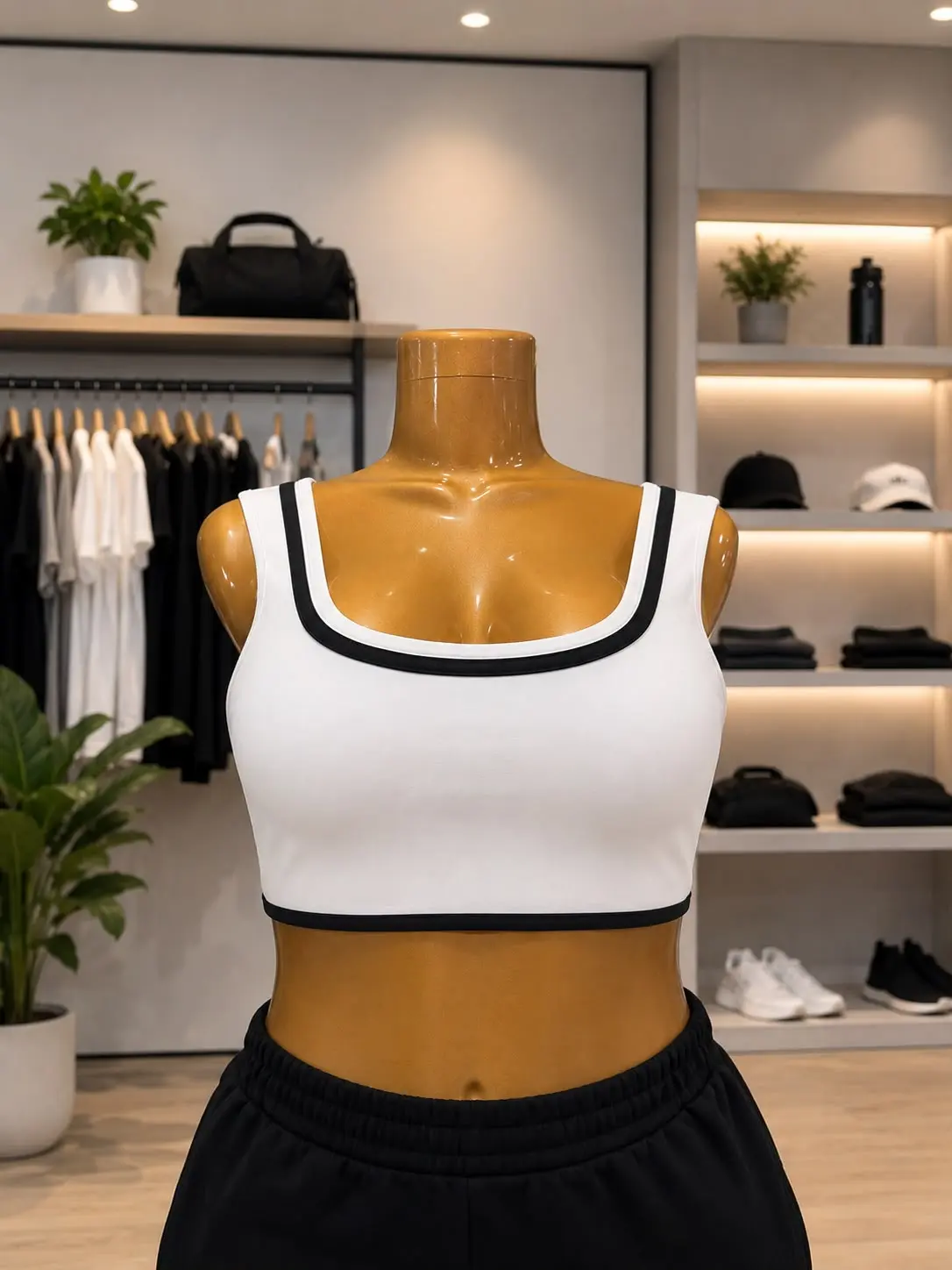 Crop Top with Black Trim - Comfortable & Stylish Tank Top for Everyday Wear