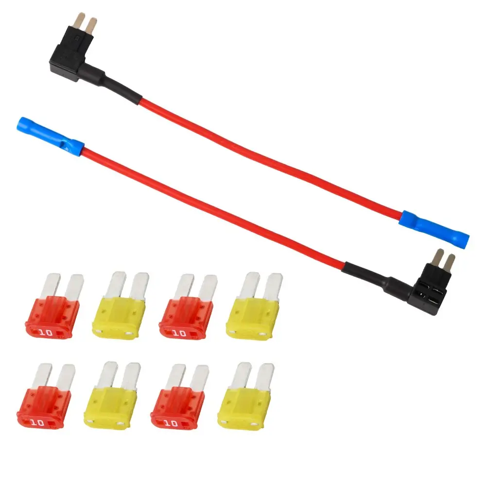 Micro2 Blade Fuse Tap Adapter Kit for Cars Accessories, 12V Plastic Add-a-Circuit with 10A/20A Fuses, Plug-in Design for Existing Holder, Easy Installation (2 Sets)