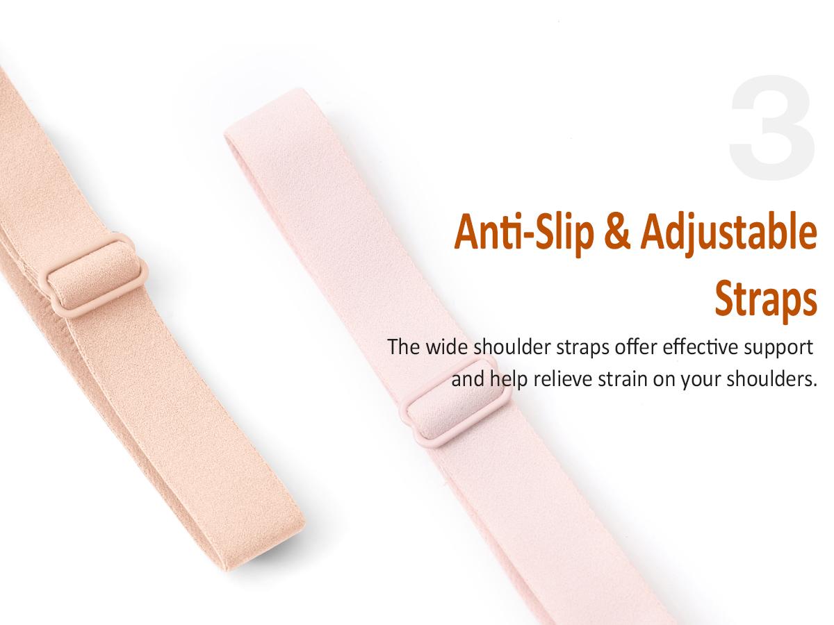 Werena Wireless Bras V-Neck Everyday Bras Seamless Full Coverage No Wire T-shirt Bras with Invisible Jelly Strip & Adjustable Straps for Women's Comfort