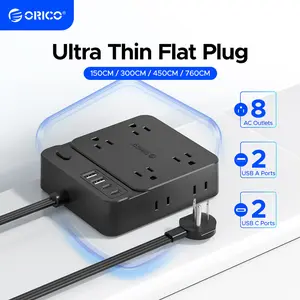【Live Exclusive】Surge Protector Power Strip, Outlet Extender with 8 Outlets 4 USB Ports (2 USB C), Overload Protection, Long Extension Cord with Multiple Outlets for Indoor, Home, Office-SP1