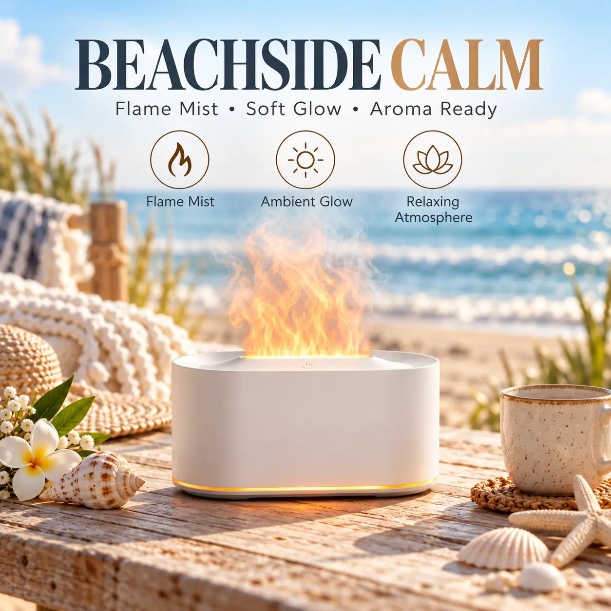 Christmas Gift Flame Aroma Diffuser, Essential Oil Diffuser with LED Flame Effect, Cozy Room Decor, Cool Mist Diffuser for Bedroom and Living Room, Holiday Gift for Family and Friends