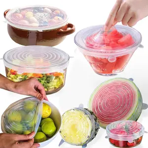 6Pcs Reusable Silicone Food Seal Wraps - Fridge & Dishwasher Safe, Heat Resistant & Leak-Free Kitchen Organizer