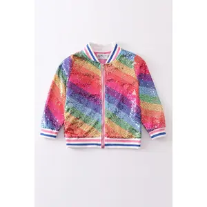 Rainbow sequin bomber jacket