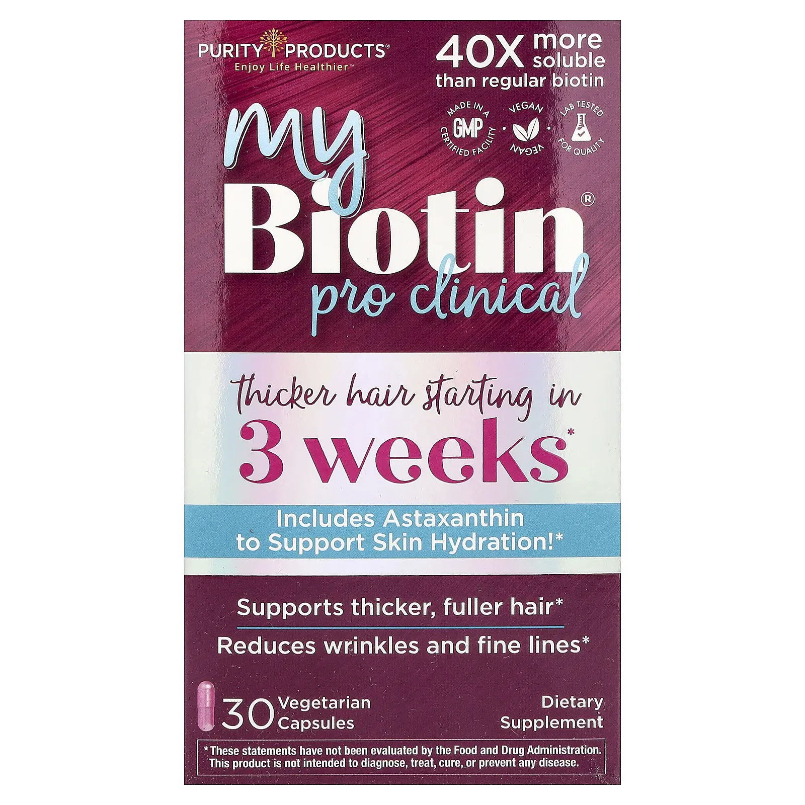 Purity Products MyBiotin®, ProClinical, 30 Vegetarian Capsules