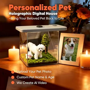 Viral AI Custom 3D  Hologram Memorial Box | Personalized Photo Keepsake, Rainbow Bridge  Loss Sympathy Gift for Dogs & Cats Muzzle Holographic Pet silicone feeder with Flexible Shaft outdoorfun