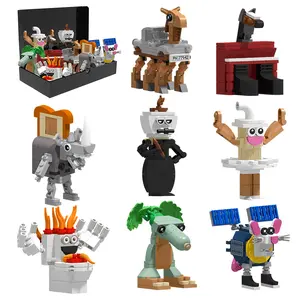8-In-1 Creative Italian Brainrot Meme Building Blocks Set, 605 Pieces Halloween Desk Decor, Collectible Toys, Compatible with Standard Bricks