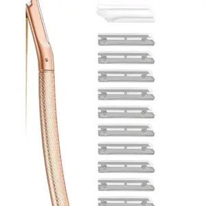 Face Shaving Razor for Women – Dermaplane Exfoliating Tool with 12 Refill Blades – Peach Fuzz & Facial Hair Remover