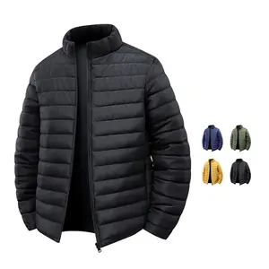 Men's Autumn And Winter Outdoor Casual Warm CottonJacket Fashionable Versatile Top Men's Windproof StandCollar Coat Menswear Beige Long Sleeve Plain jacketsheated jacket Men's Windproof Down Hooded Jacket Classic Stylish